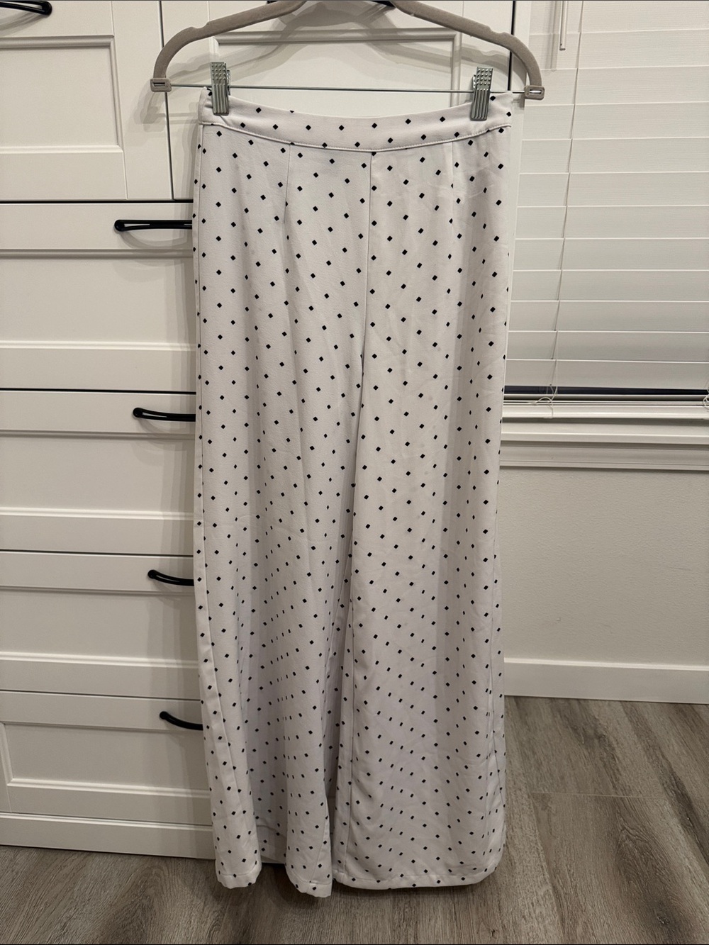 Forever 21 White Maxi Pants with Black Polka Dots